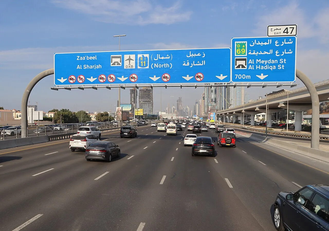Sheikh Zayed Road in the UAE with heavy traffic