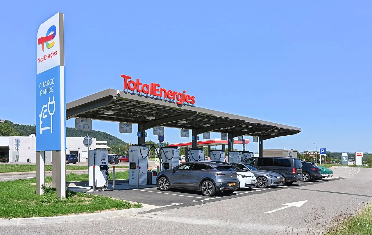 Cars at an electric charging station